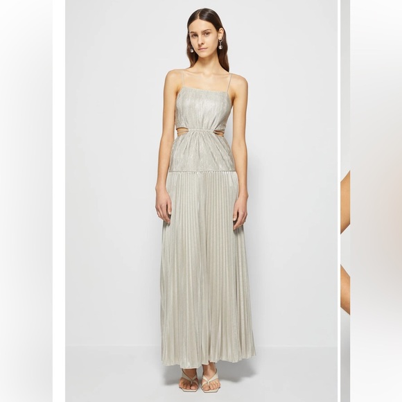 Jonathan Simkhai Daisy Plisse Lame Dress - Picture 1 of 7